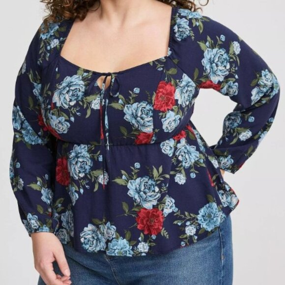 Peplum Challis Sweetheart Top - Picture 1 of 2